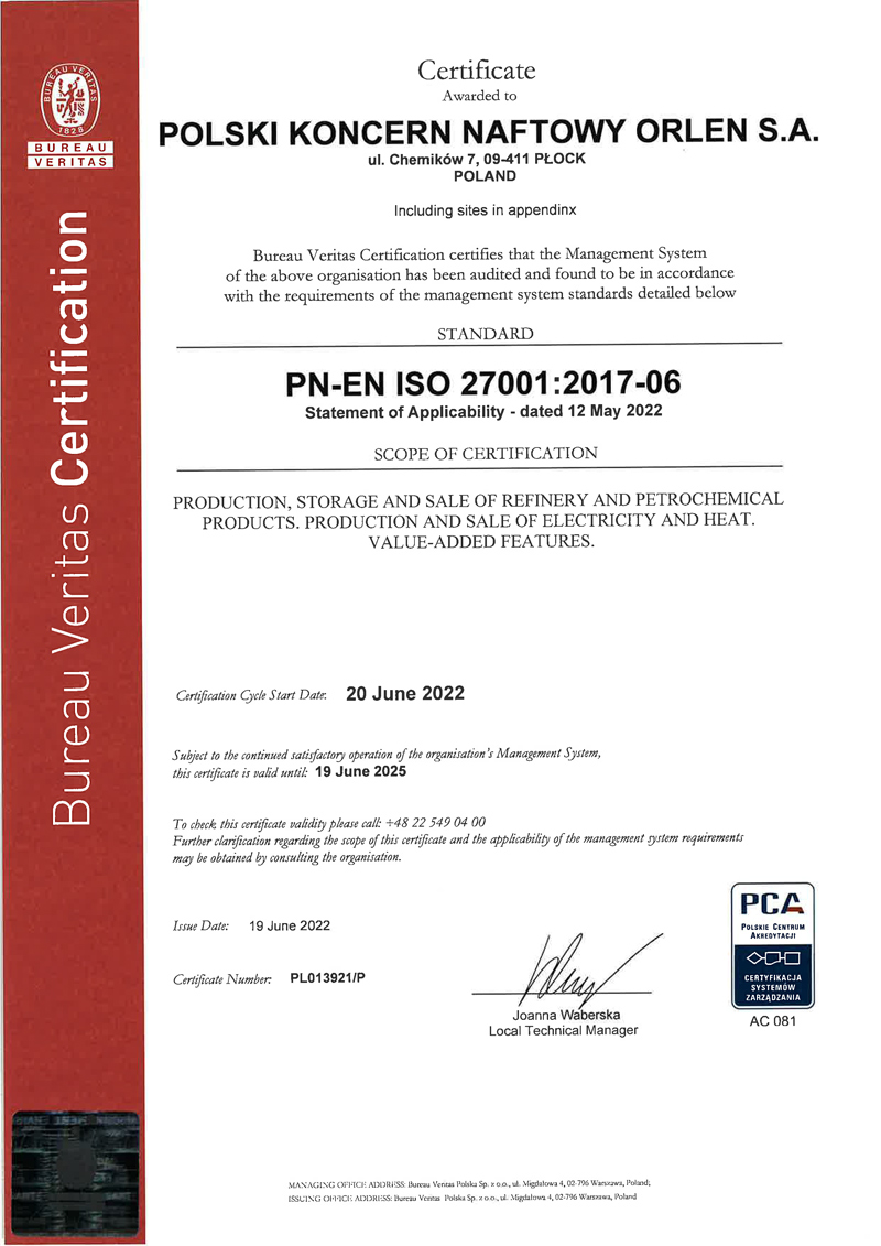 Certyfikat ISO 27001