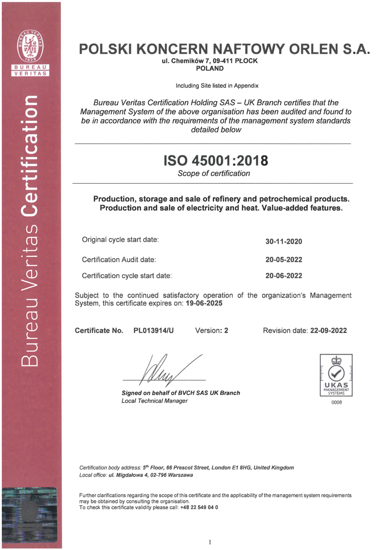 Certyfikat ISO 45001