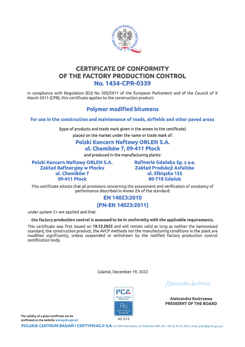 Certyfikat ZKP 1434-CPR-0339