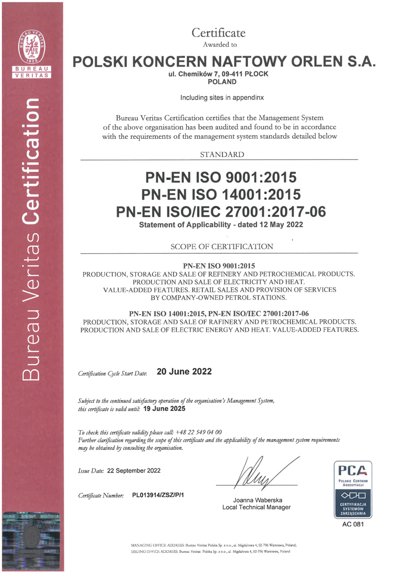 Certyfikat ZSZ ISO 9001