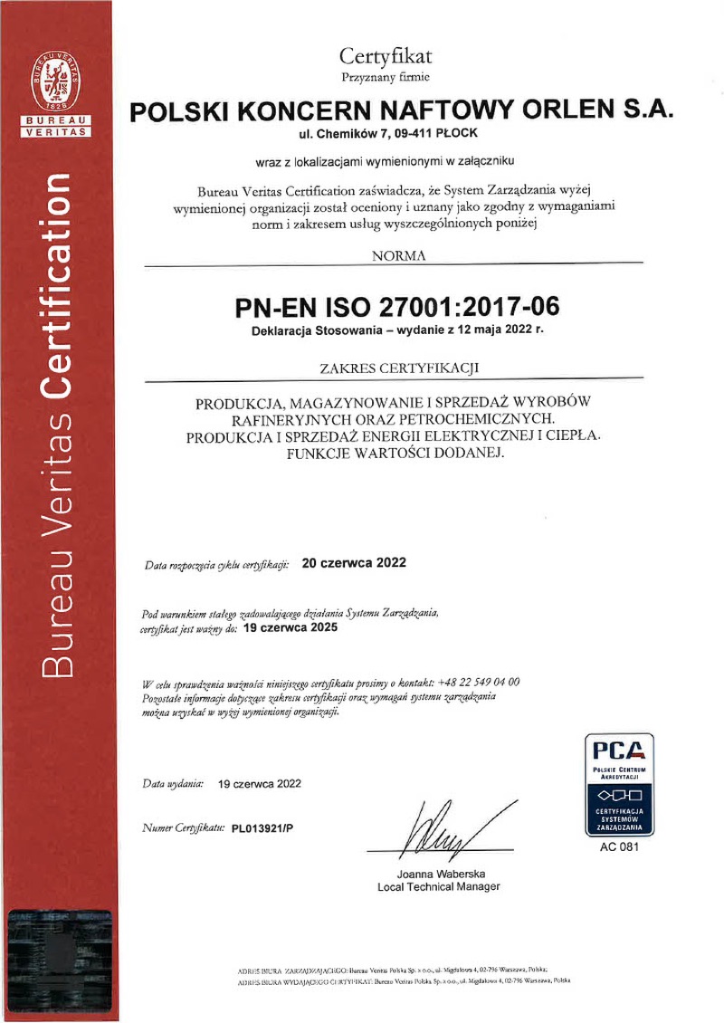 Certyfikat ISO 27001