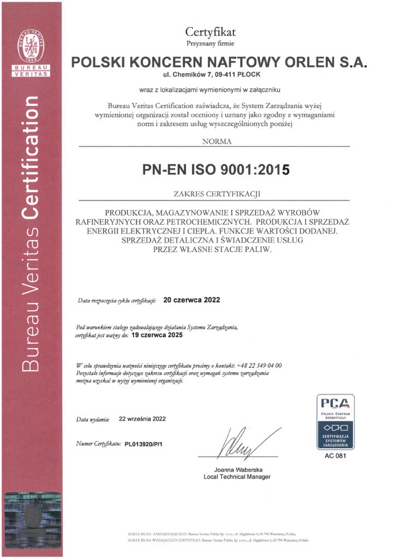 Certyfikat ISO 9001