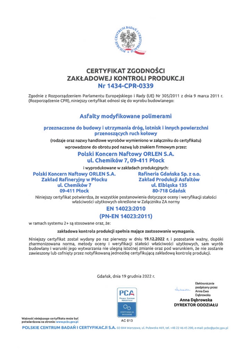 Certyfikat ZKP 1434-CPR-0339