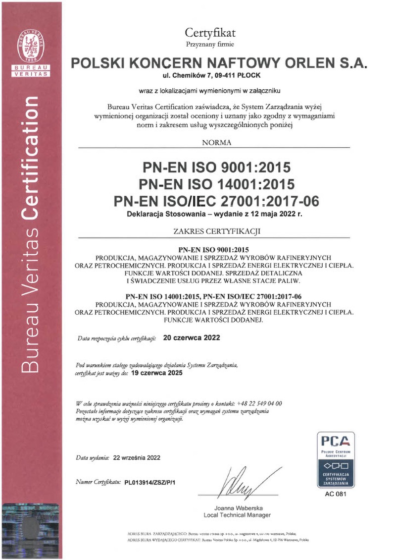 Certyfikat ZSZ ISO 9001
